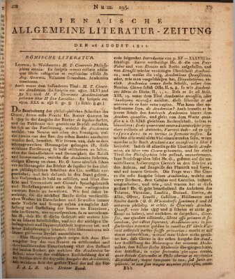 Jenaische allgemeine Literatur-Zeitung vom Jahre ... Montag 26. August 1811