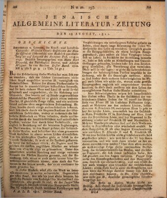 Jenaische allgemeine Literatur-Zeitung vom Jahre ... Mittwoch 28. August 1811