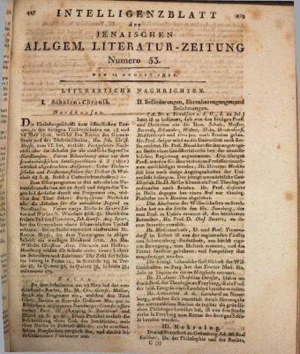 Jenaische allgemeine Literatur-Zeitung vom Jahre ... Mittwoch 14. August 1811