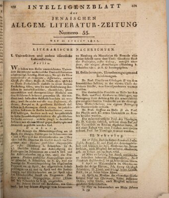 Jenaische allgemeine Literatur-Zeitung vom Jahre ... Mittwoch 21. August 1811