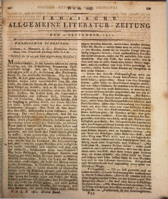 Jenaische allgemeine Literatur-Zeitung vom Jahre ... Mittwoch 11. September 1811