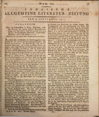 Jenaische allgemeine Literatur-Zeitung vom Jahre ... Samstag 14. September 1811