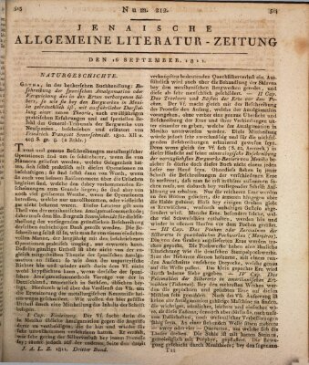 Jenaische allgemeine Literatur-Zeitung vom Jahre ... Montag 16. September 1811