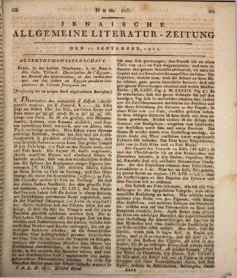 Jenaische allgemeine Literatur-Zeitung vom Jahre ... Samstag 21. September 1811