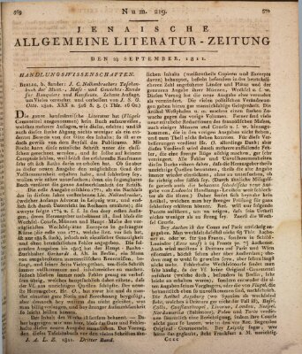 Jenaische allgemeine Literatur-Zeitung vom Jahre ... Dienstag 24. September 1811