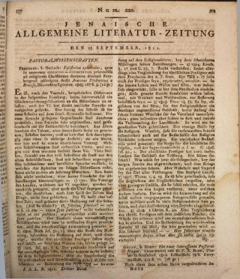 Jenaische allgemeine Literatur-Zeitung vom Jahre ... Mittwoch 25. September 1811