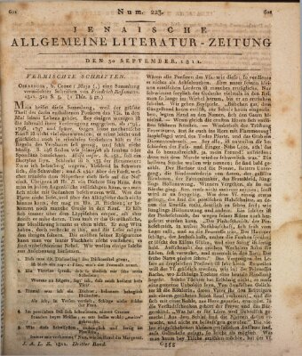 Jenaische allgemeine Literatur-Zeitung vom Jahre ... Montag 30. September 1811