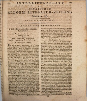 Jenaische allgemeine Literatur-Zeitung vom Jahre ... Mittwoch 11. September 1811