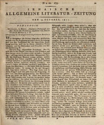 Jenaische allgemeine Literatur-Zeitung vom Jahre ... Montag 14. Oktober 1811