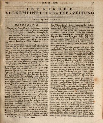 Jenaische allgemeine Literatur-Zeitung vom Jahre ... Samstag 19. Oktober 1811