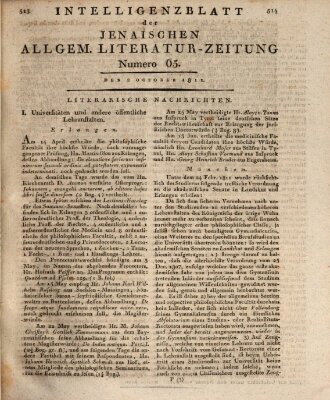 Jenaische allgemeine Literatur-Zeitung vom Jahre ... Mittwoch 2. Oktober 1811