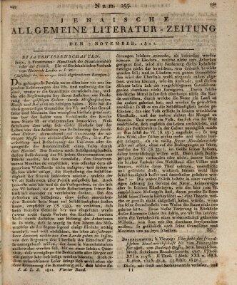 Jenaische allgemeine Literatur-Zeitung vom Jahre ... Donnerstag 7. November 1811