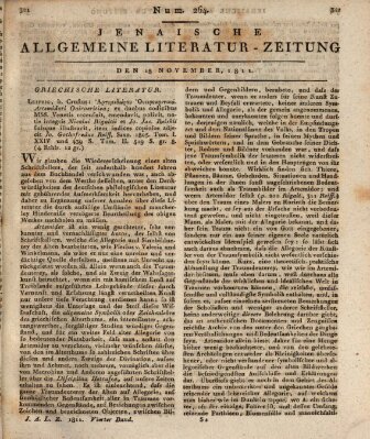 Jenaische allgemeine Literatur-Zeitung vom Jahre ... Montag 18. November 1811