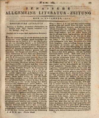 Jenaische allgemeine Literatur-Zeitung vom Jahre ... Freitag 22. November 1811