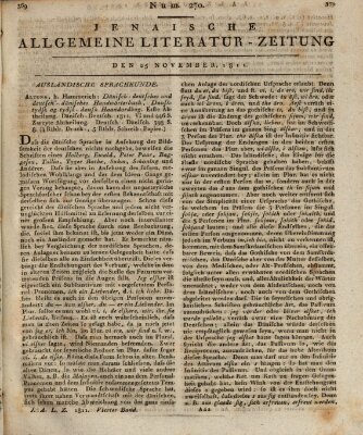 Jenaische allgemeine Literatur-Zeitung vom Jahre ... Montag 25. November 1811