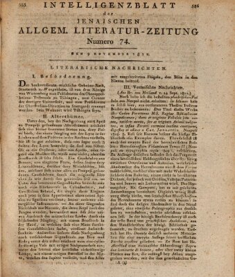 Jenaische allgemeine Literatur-Zeitung vom Jahre ... Samstag 9. November 1811