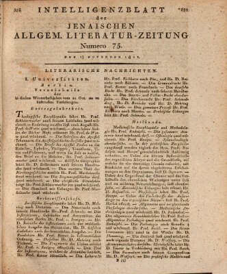 Jenaische allgemeine Literatur-Zeitung vom Jahre ... Mittwoch 13. November 1811