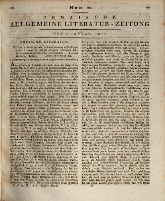 Jenaische allgemeine Literatur-Zeitung vom Jahre ... Montag 27. Januar 1812