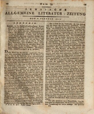 Jenaische allgemeine Literatur-Zeitung vom Jahre ... Freitag 21. Februar 1812