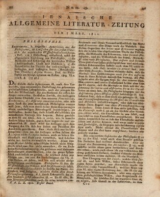 Jenaische allgemeine Literatur-Zeitung vom Jahre ... Samstag 7. März 1812