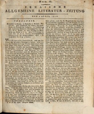 Jenaische allgemeine Literatur-Zeitung vom Jahre ... Mittwoch 1. April 1812