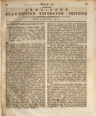 Jenaische allgemeine Literatur-Zeitung vom Jahre ... Dienstag 7. April 1812