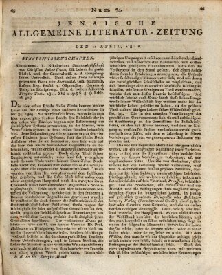 Jenaische allgemeine Literatur-Zeitung vom Jahre ... Sonntag 12. April 1812