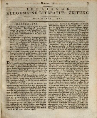 Jenaische allgemeine Literatur-Zeitung vom Jahre ... Montag 13. April 1812