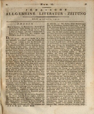 Jenaische allgemeine Literatur-Zeitung vom Jahre ... Dienstag 14. April 1812