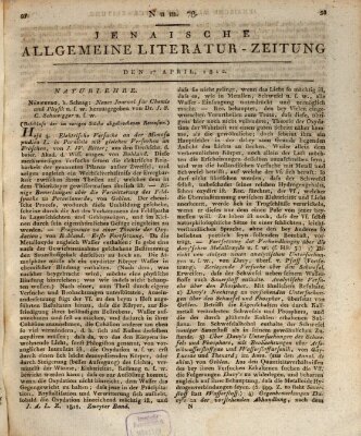 Jenaische allgemeine Literatur-Zeitung vom Jahre ... Freitag 17. April 1812