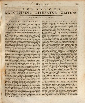 Jenaische allgemeine Literatur-Zeitung vom Jahre ... Dienstag 21. April 1812