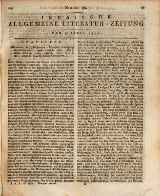 Jenaische allgemeine Literatur-Zeitung vom Jahre ... Donnerstag 23. April 1812