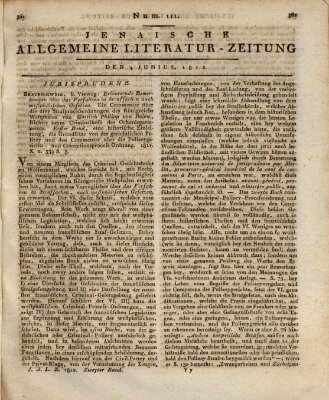 Jenaische allgemeine Literatur-Zeitung vom Jahre ... Donnerstag 4. Juni 1812