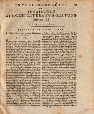 Jenaische allgemeine Literatur-Zeitung vom Jahre ... Mittwoch 15. April 1812