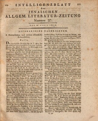 Jenaische allgemeine Literatur-Zeitung vom Jahre ... Mittwoch 22. April 1812