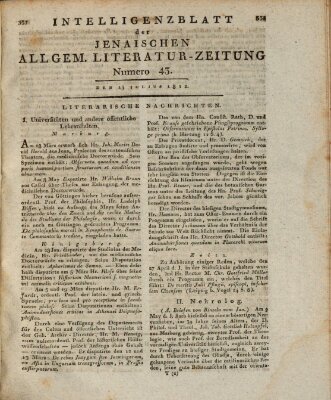 Jenaische allgemeine Literatur-Zeitung vom Jahre ... Mittwoch 15. Juli 1812