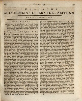 Jenaische allgemeine Literatur-Zeitung vom Jahre ... Montag 27. Juli 1812