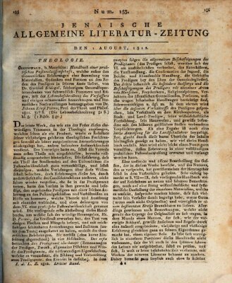 Jenaische allgemeine Literatur-Zeitung vom Jahre ... Samstag 1. August 1812