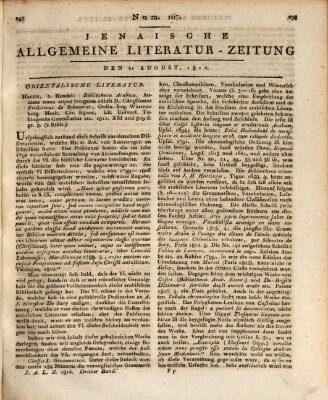 Jenaische allgemeine Literatur-Zeitung vom Jahre ... Freitag 21. August 1812