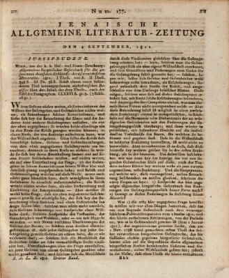 Jenaische allgemeine Literatur-Zeitung vom Jahre ... Freitag 4. September 1812