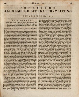 Jenaische allgemeine Literatur-Zeitung vom Jahre ... Samstag 5. September 1812