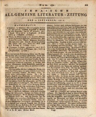 Jenaische allgemeine Literatur-Zeitung vom Jahre ... Freitag 11. September 1812