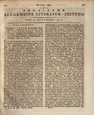 Jenaische allgemeine Literatur-Zeitung vom Jahre ... Dienstag 15. September 1812