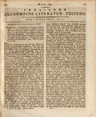 Jenaische allgemeine Literatur-Zeitung vom Jahre ... Montag 21. September 1812