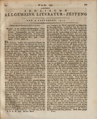 Jenaische allgemeine Literatur-Zeitung vom Jahre ... Mittwoch 30. September 1812