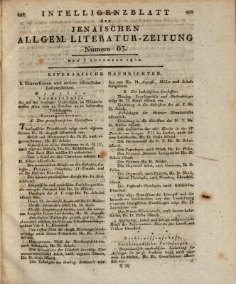 Jenaische allgemeine Literatur-Zeitung vom Jahre ... Samstag 7. November 1812