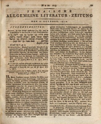 Jenaische allgemeine Literatur-Zeitung vom Jahre ... Dienstag 27. Oktober 1812