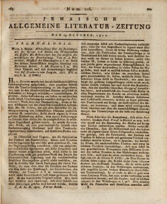 Jenaische allgemeine Literatur-Zeitung vom Jahre ... Donnerstag 29. Oktober 1812