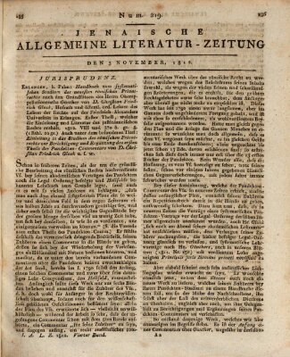 Jenaische allgemeine Literatur-Zeitung vom Jahre ... Dienstag 3. November 1812