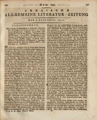 Jenaische allgemeine Literatur-Zeitung vom Jahre ... Donnerstag 3. Dezember 1812